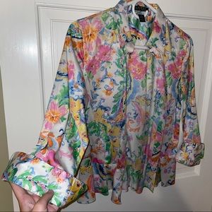 Lauren Ralph Lauren Peplum Dress Shirt Floral